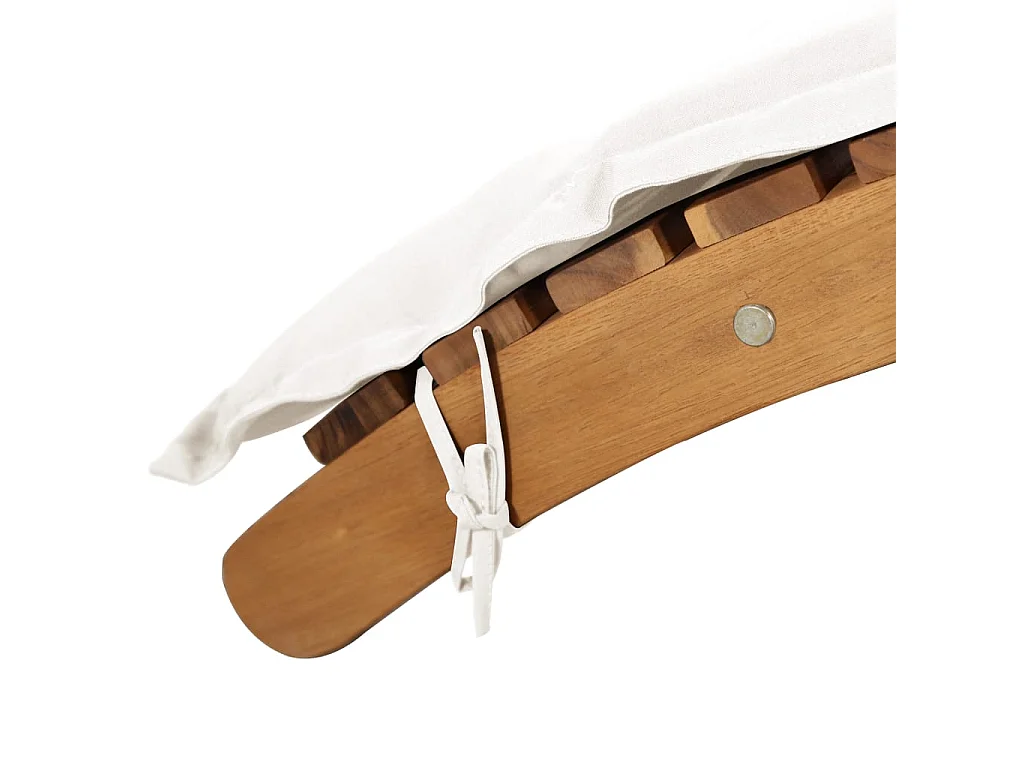 Poltrona lounge con cuscino in legno massello di acacia color crema