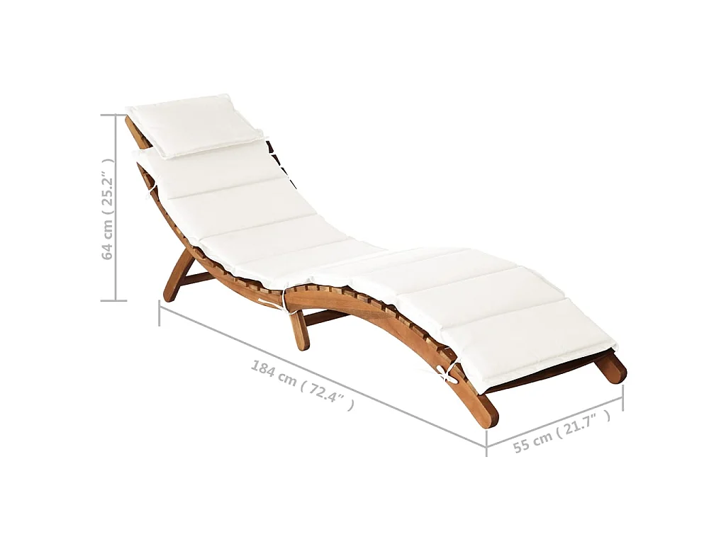 Poltrona lounge con cuscino in legno massello di acacia color crema
