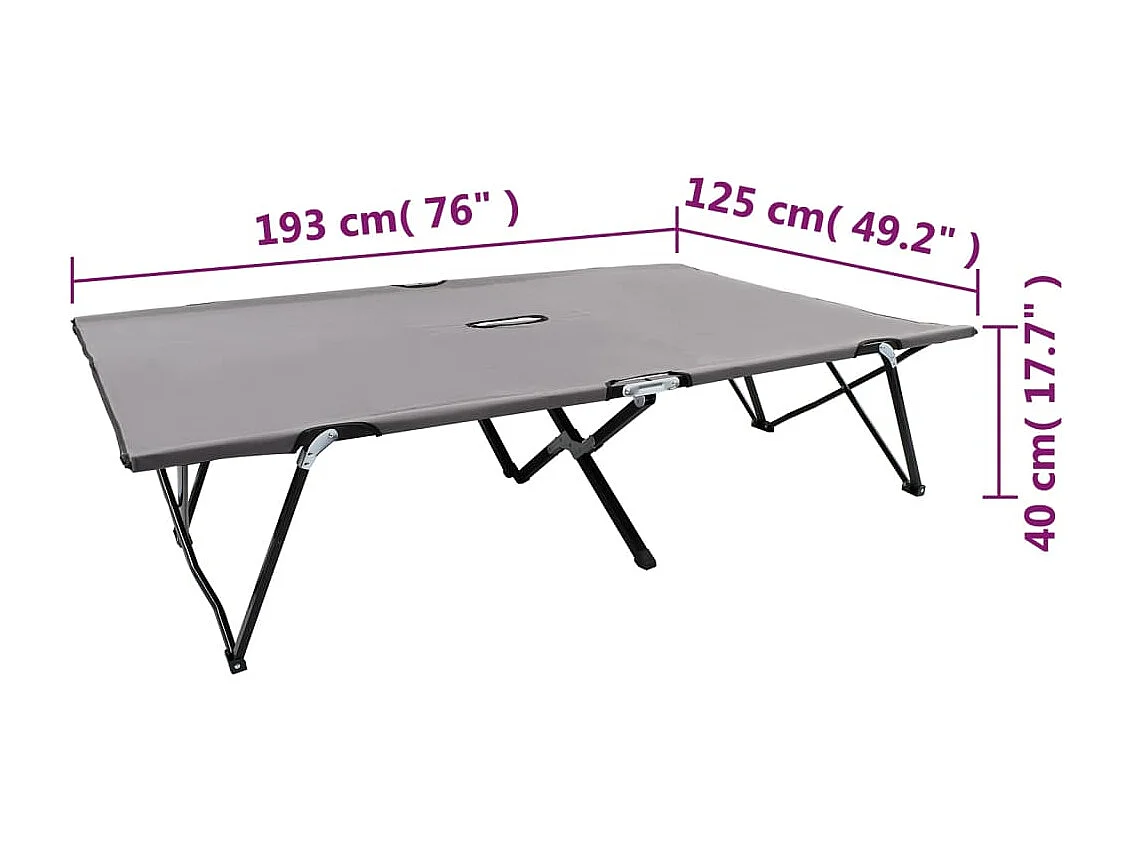 Chaise longue pliable 2 places Gris Acier