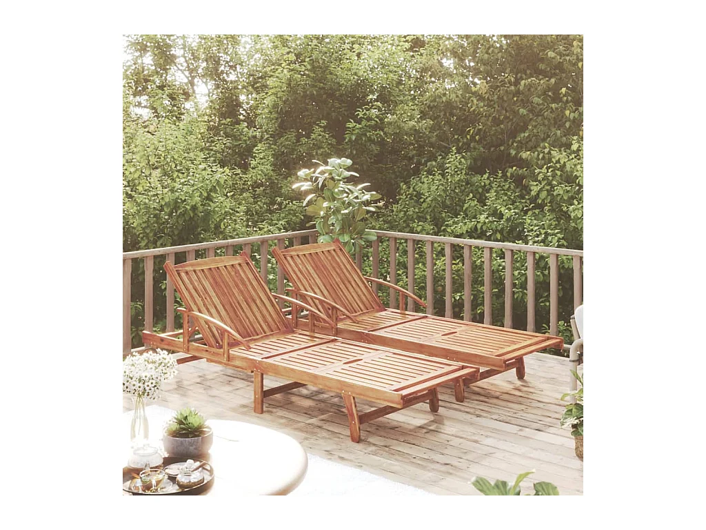 Chaises longues 2 pcs Bois d'acacia solide