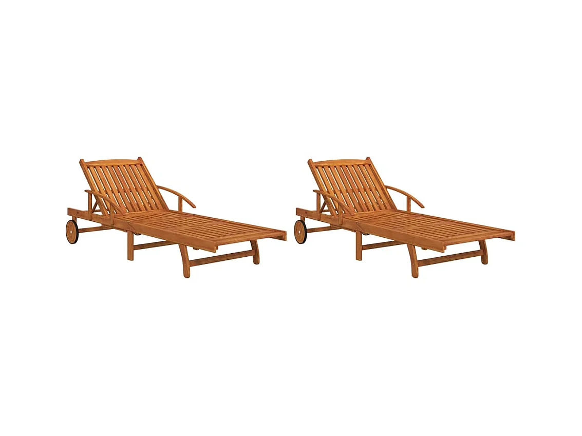 Chaises longues 2 pcs Bois d'acacia solide