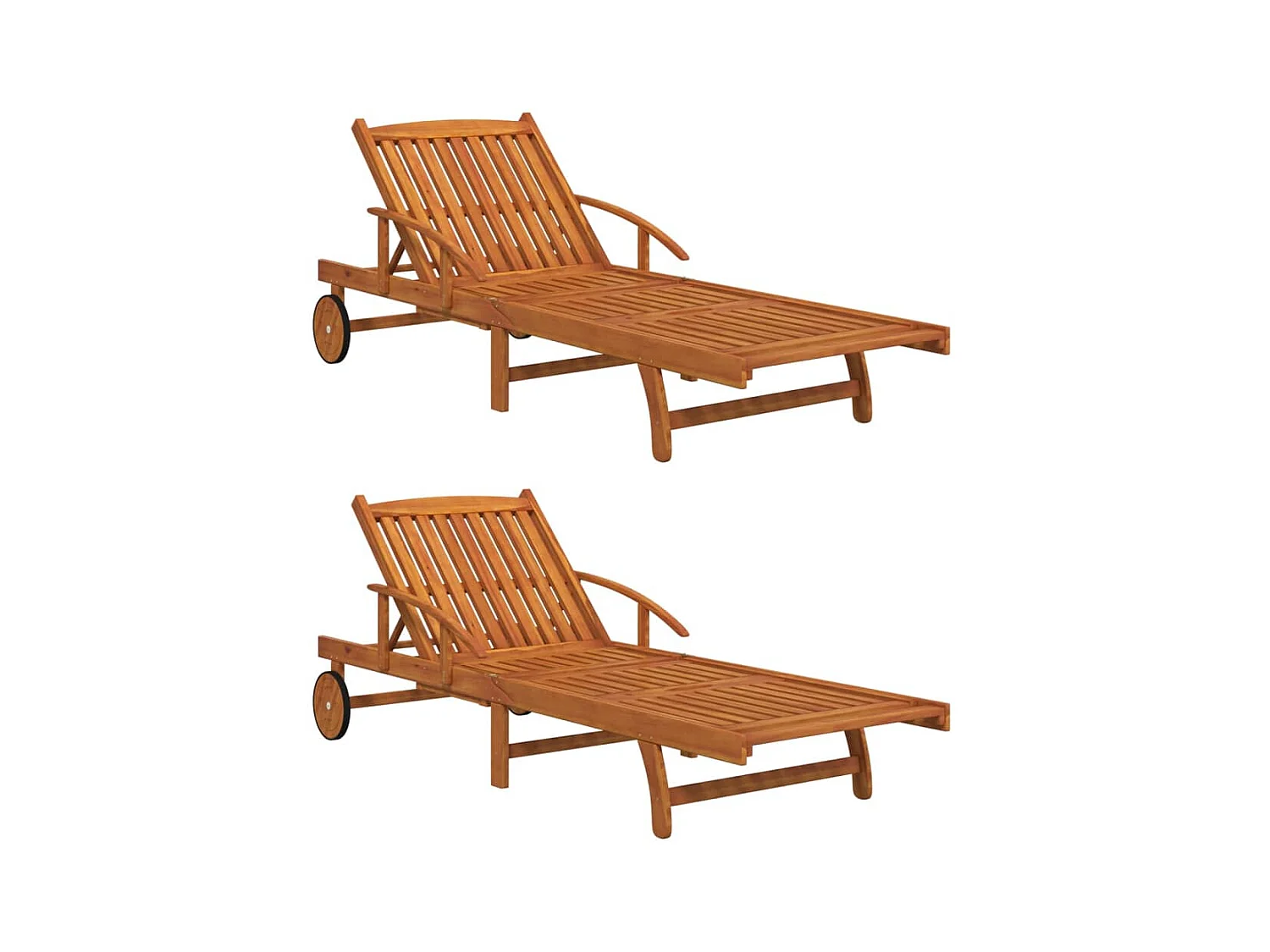 Chaises longues 2 pcs Bois d'acacia solide