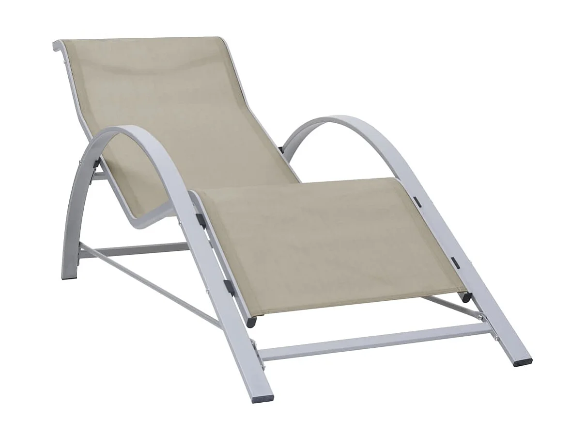 Chaises longues 2 pcs avec table Aluminium Crème