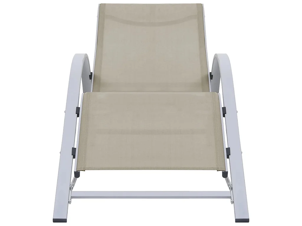 Chaises longues 2 pcs avec table Aluminium Crème