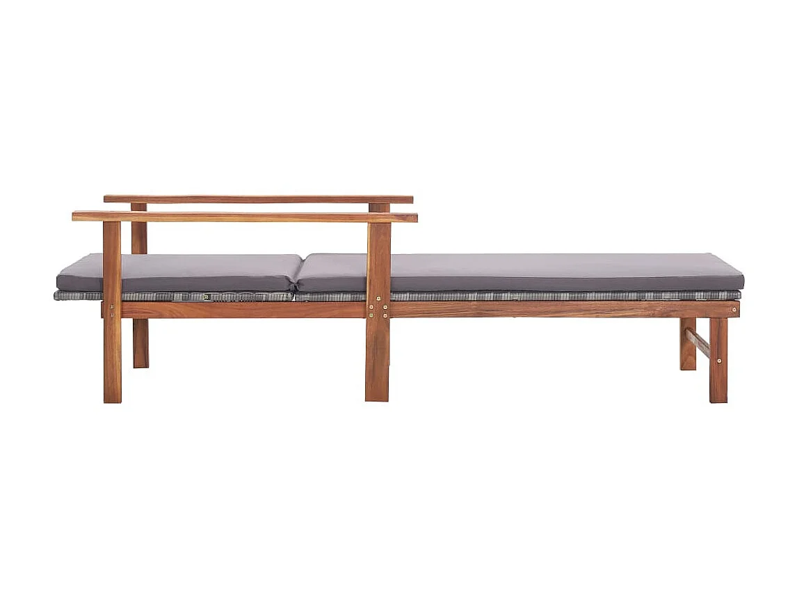 Sillón y cojín tejido de resina y madera de acacia Gris