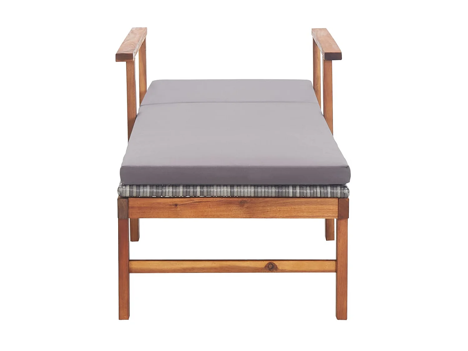 Chaise longue et coussin Résine tressée et bois d'acacia Gris