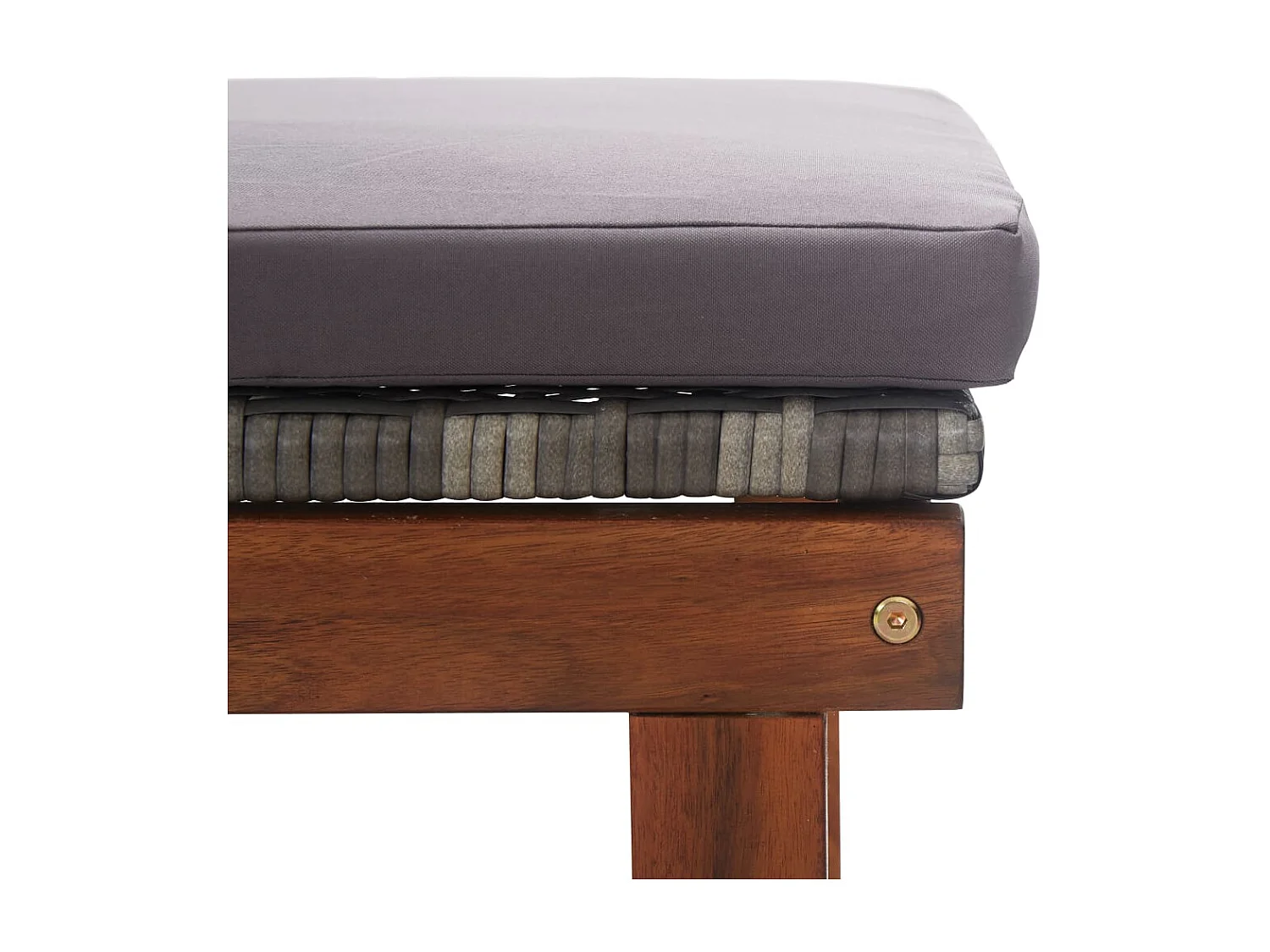 Chaise longue et coussin Résine tressée et bois d'acacia Gris