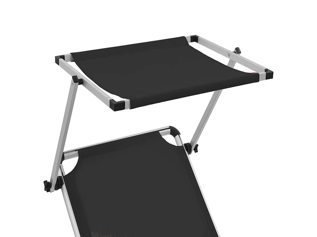 Sillón plegable con toldo Aluminio y textileno Negro