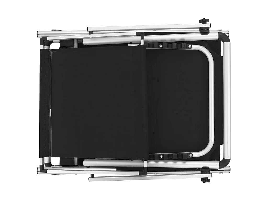 Chaise longue pliable avec auvent Aluminium et textilène Noir