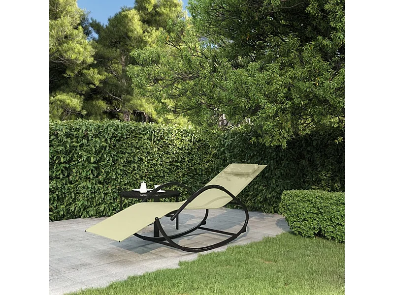 Chaise longue à bascule Crème Acier et textilène