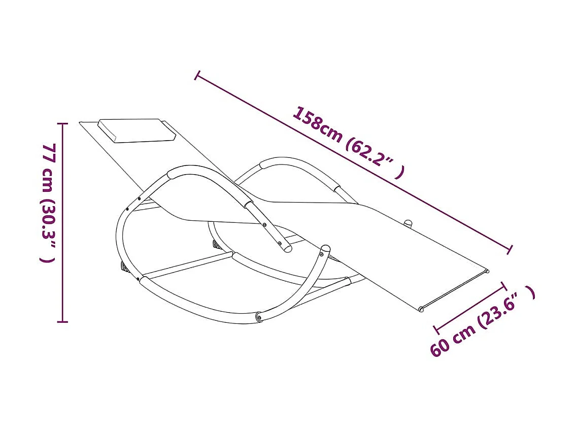 Chaise longue à bascule Crème Acier et textilène