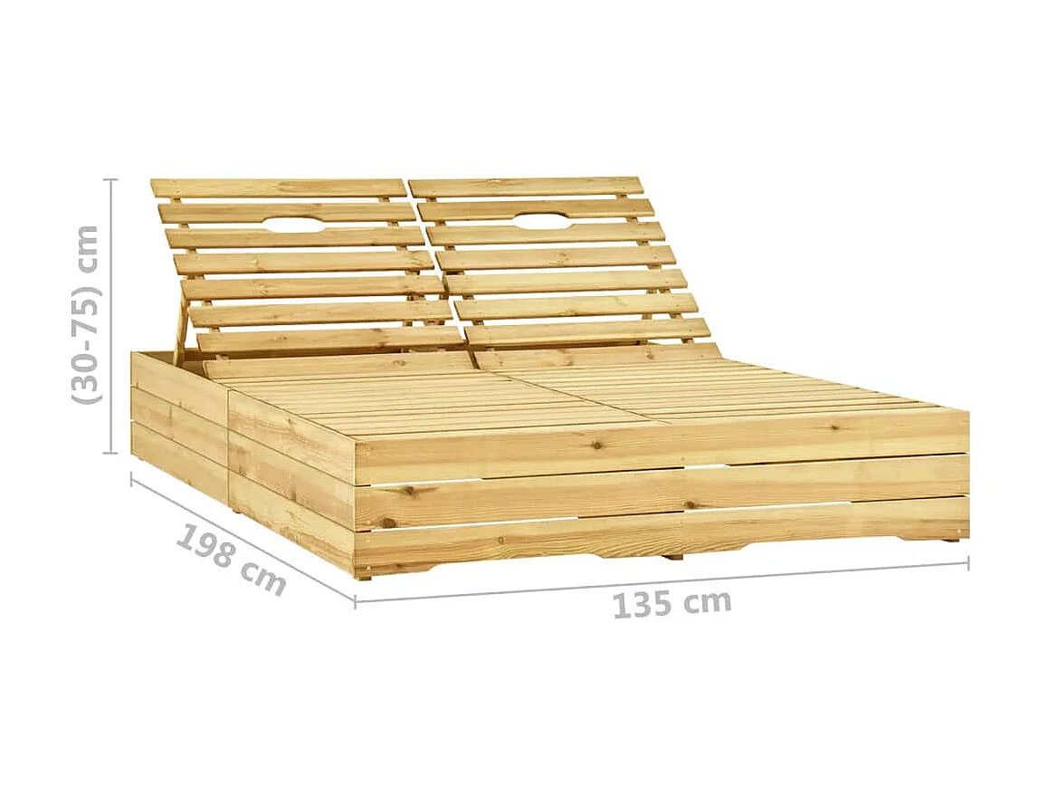 Chaise longue double Bois de pin imprégné de vert