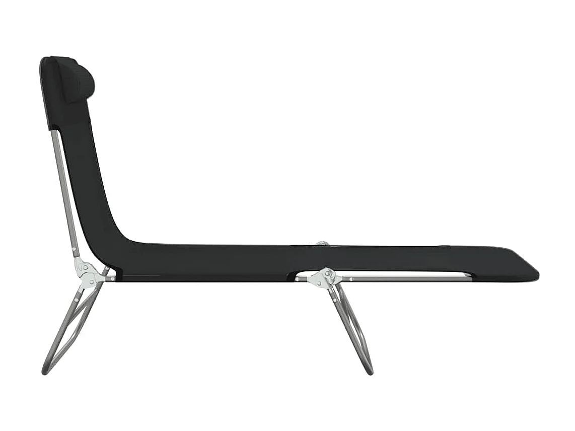 Chaises longues pliables 2 pcs noir textilène et acier