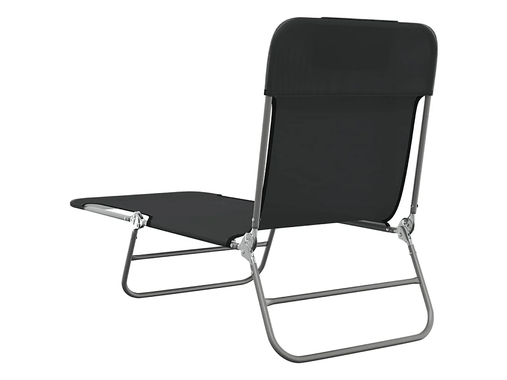 Chaises longues pliables 2 pcs noir textilène et acier