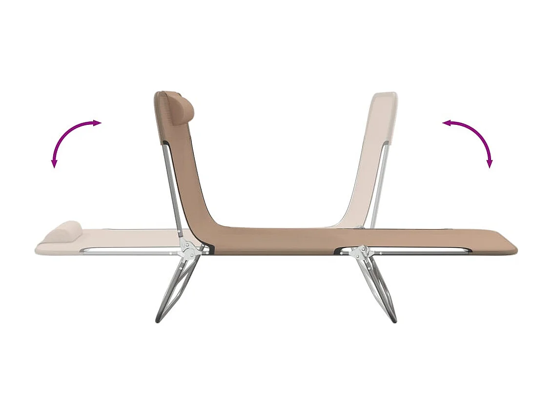 Chaises longues pliables 2 pcs taupe textilène et acier