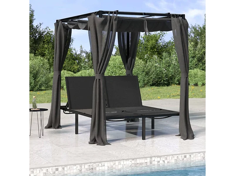 Chaise longue double avec rideaux latéraux et supérieurs