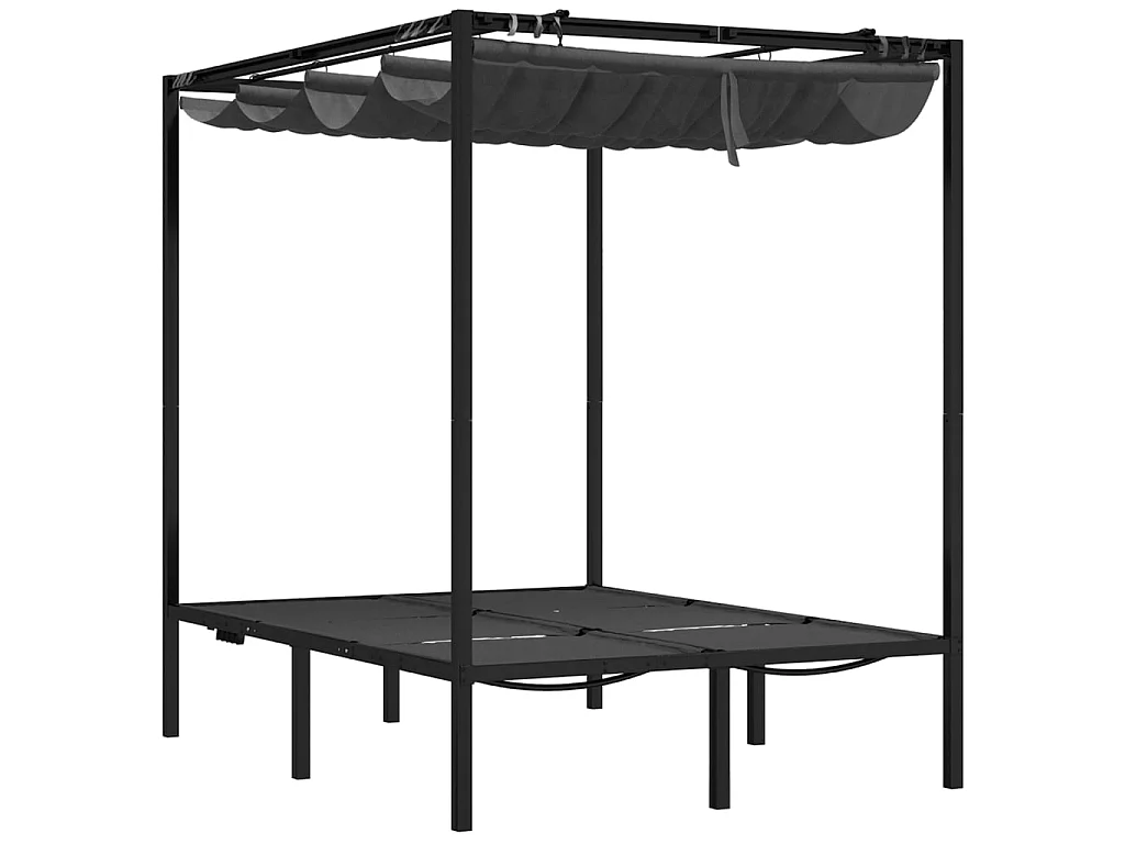 Dubbele loungestoel met zij- en bovengordijnen