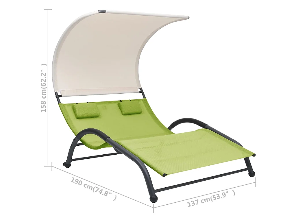 Sillón doble con dosel Textilene Verde