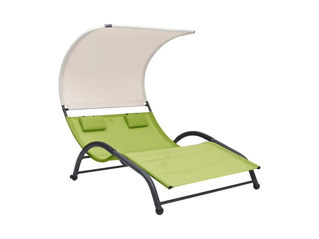 Doppel-Loungesessel mit Baldachin Textilene Green