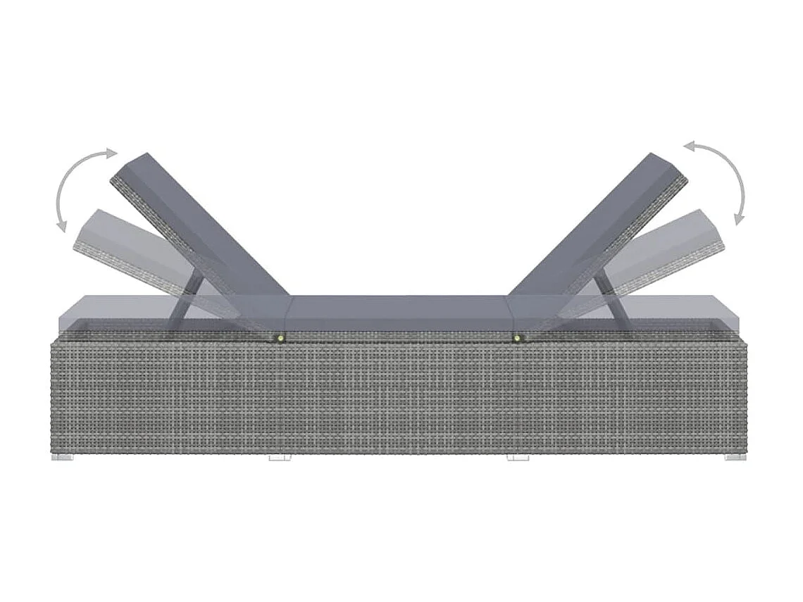 Chaises longues de jardin table à thé 3 pcs Résine tressée Gris