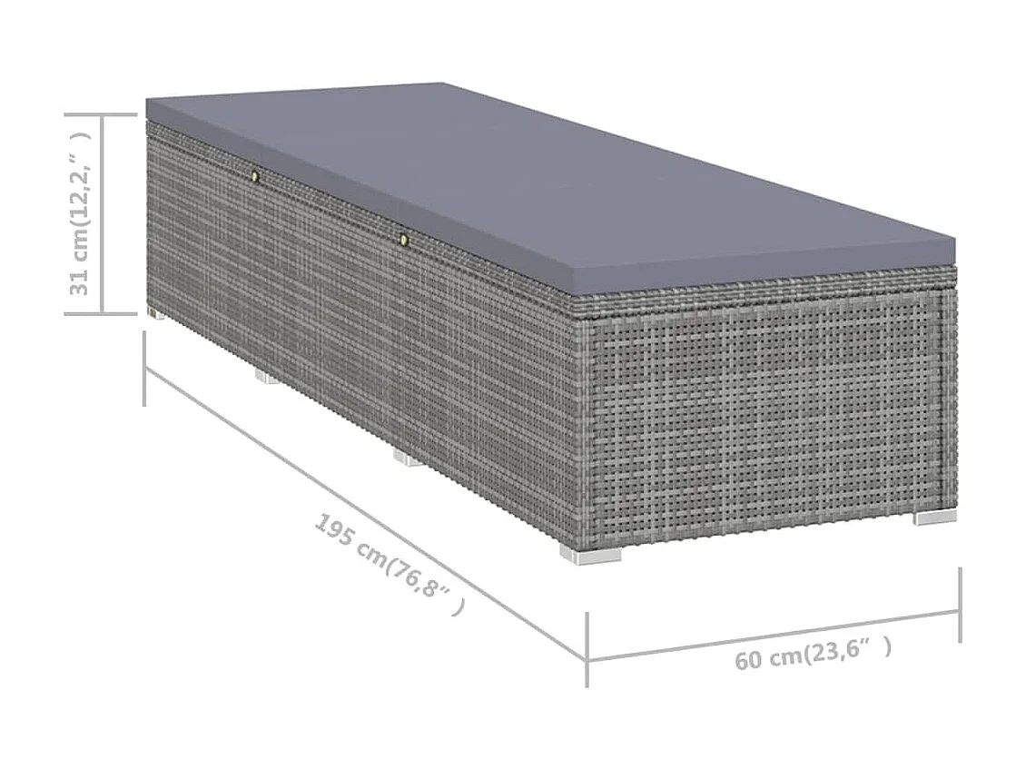 Chaises longues de jardin table à thé 3 pcs Résine tressée Gris