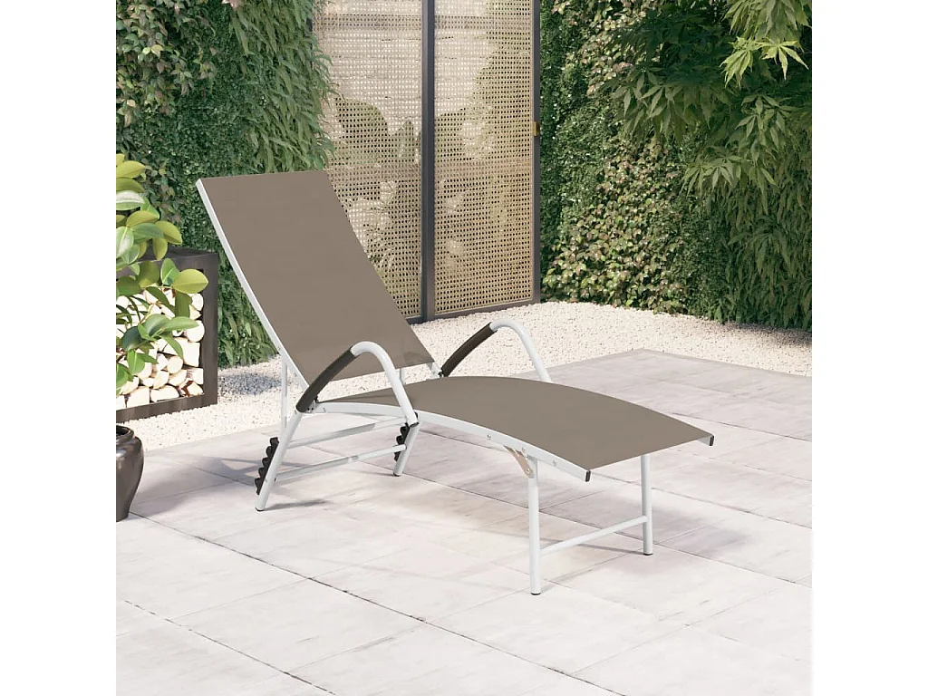 Taupe Textilene en aluminium loungestoel