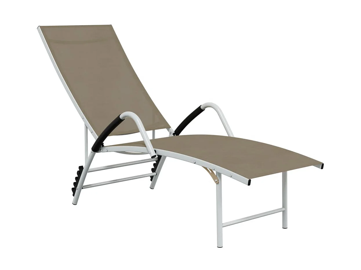 Taupe Textilene en aluminium loungestoel