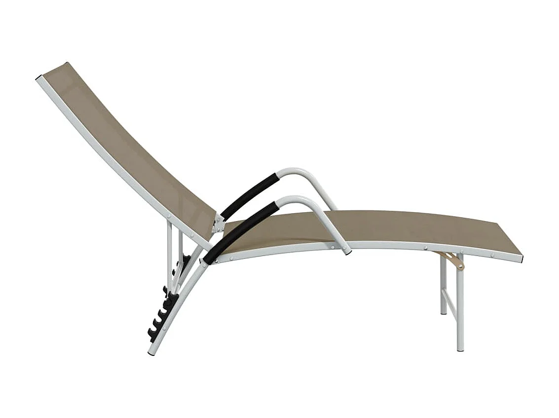 Taupe Textilene en aluminium loungestoel