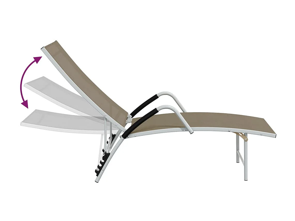 Taupe Textilene en aluminium loungestoel