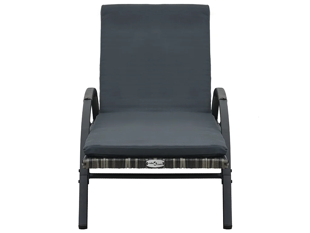 Chaises longues avec table Résine tressée Anthracite