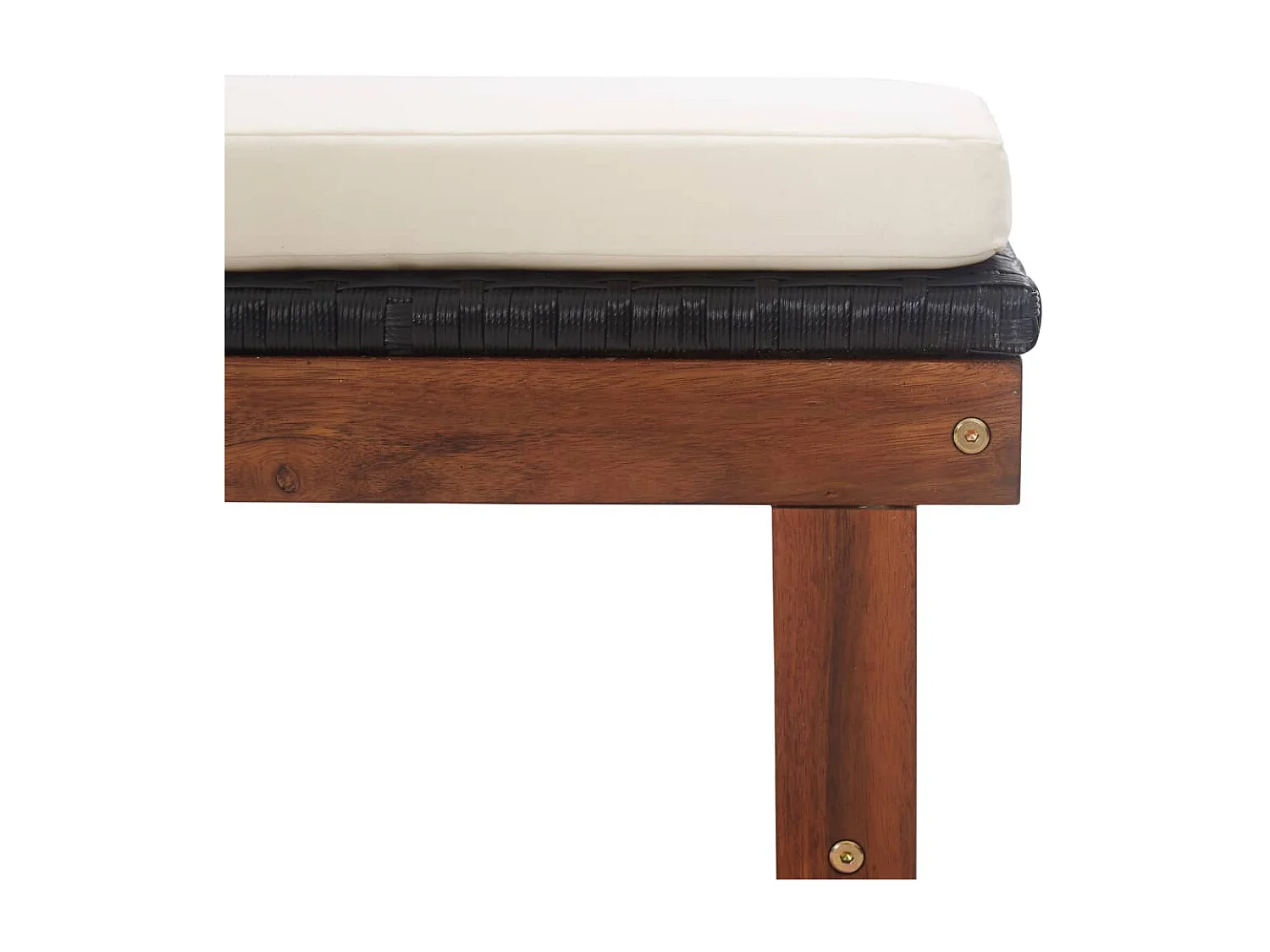 Sillón y cojín tejido de resina y madera de acacia Negro