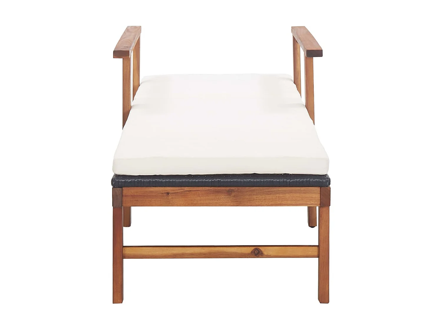 Chaise longue et coussin Résine tressée et bois d'acacia Noir