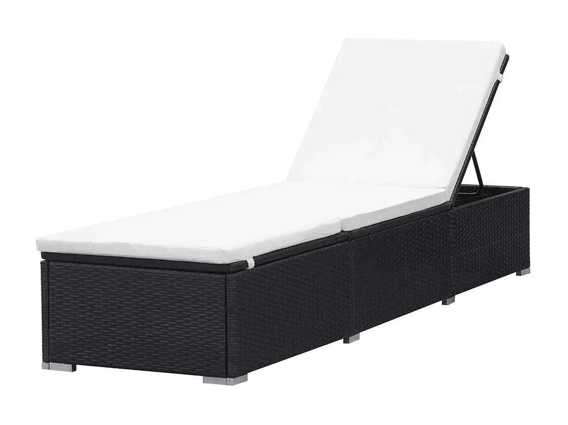 Loungesessel mit Kissen aus Kunstharzgeflecht in Schwarz