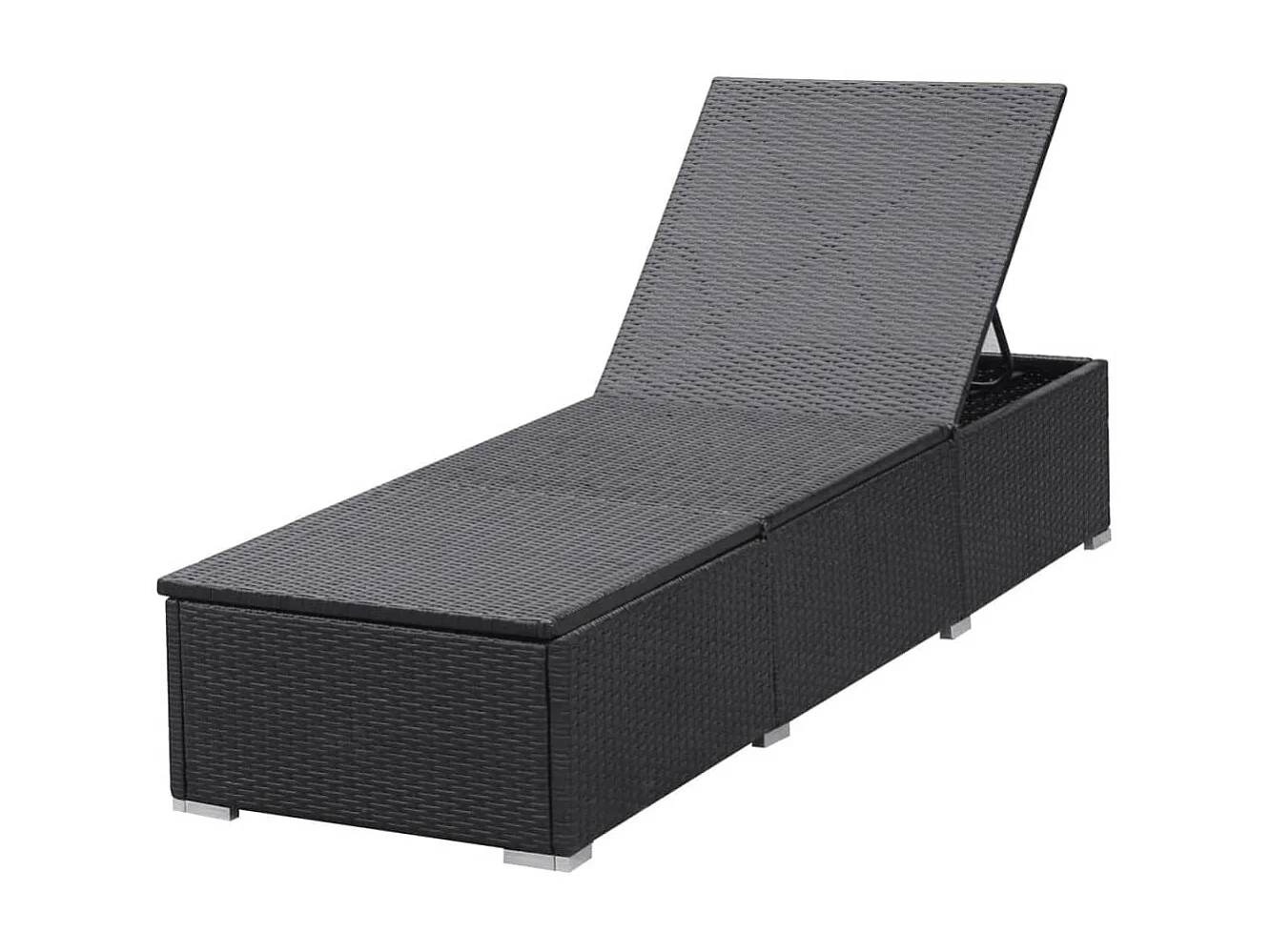 Loungesessel mit Kissen aus Kunstharzgeflecht in Schwarz