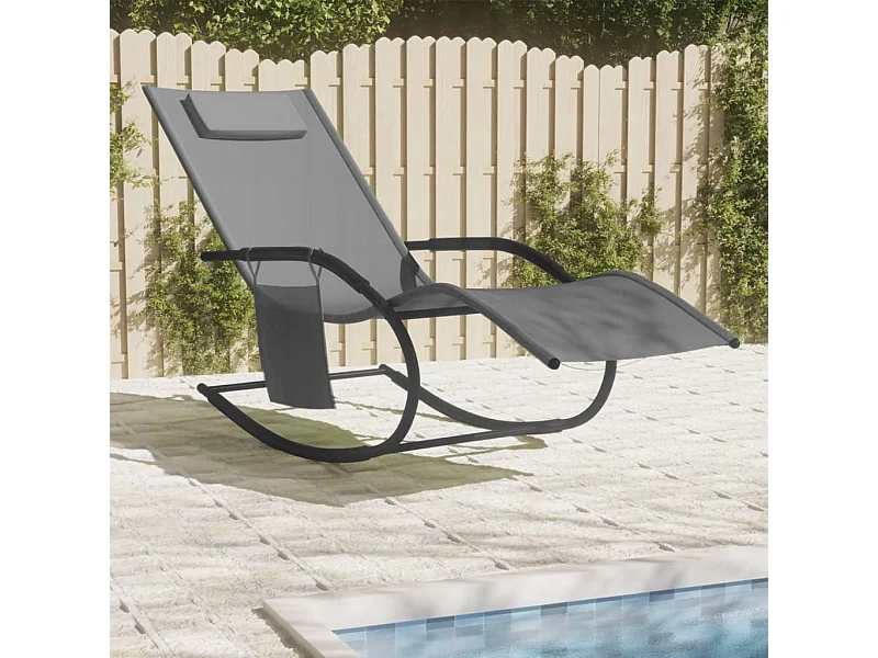 Chaise longue à bascule Gris Acier et textilène
