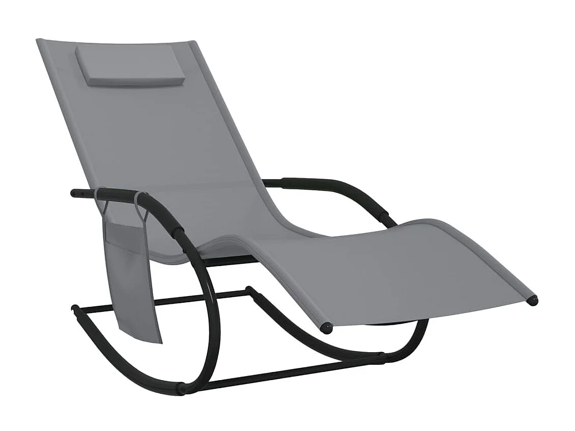 Chaise longue à bascule Gris Acier et textilène