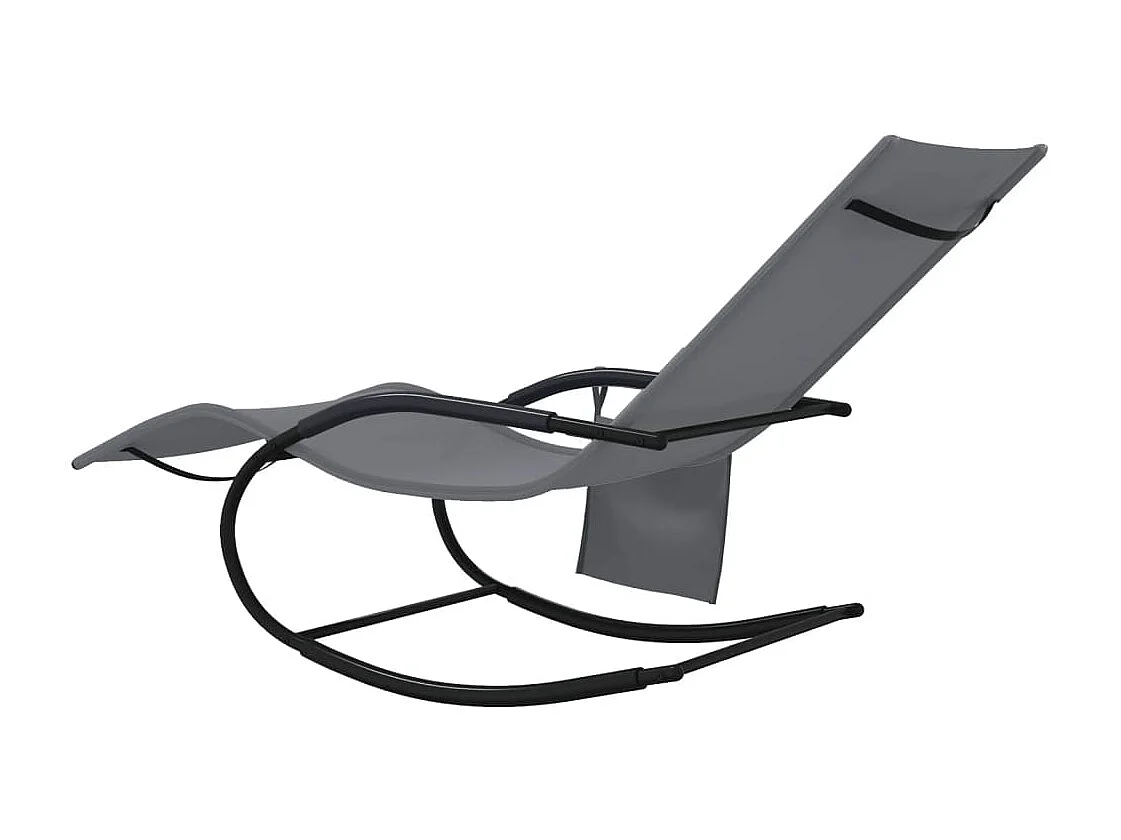 Chaise longue à bascule Gris Acier et textilène