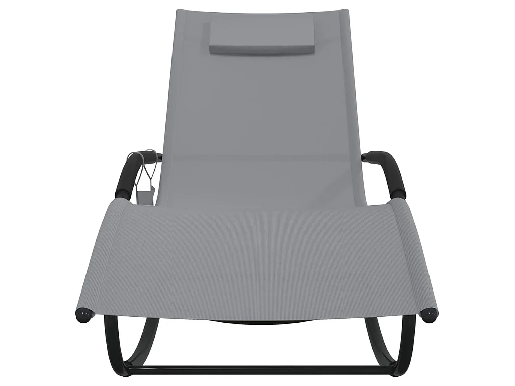 Chaise longue à bascule Gris Acier et textilène