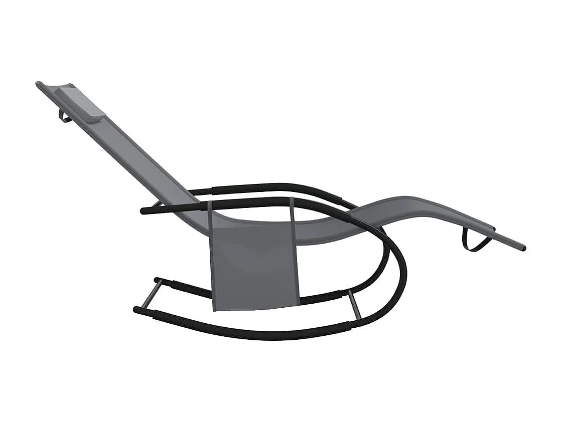 Chaise longue à bascule Gris Acier et textilène