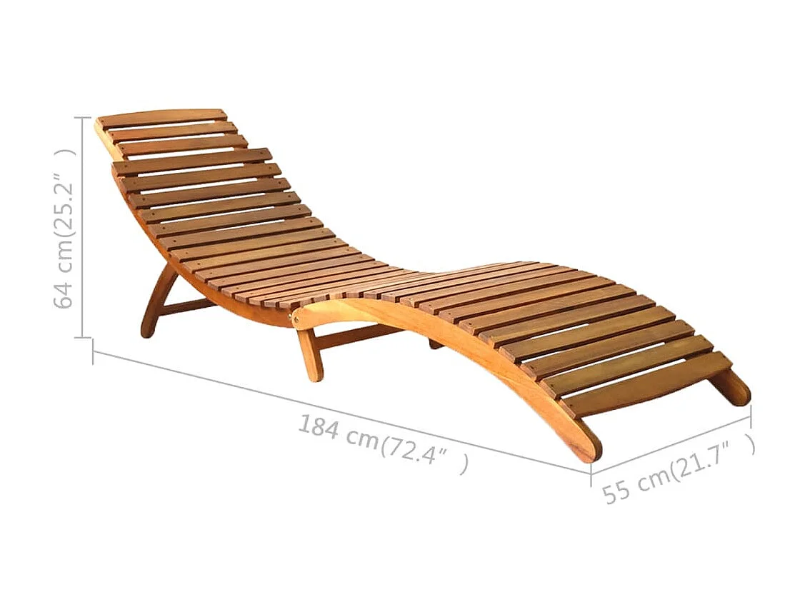 Chaise longue Bois d'acacia solide Marron