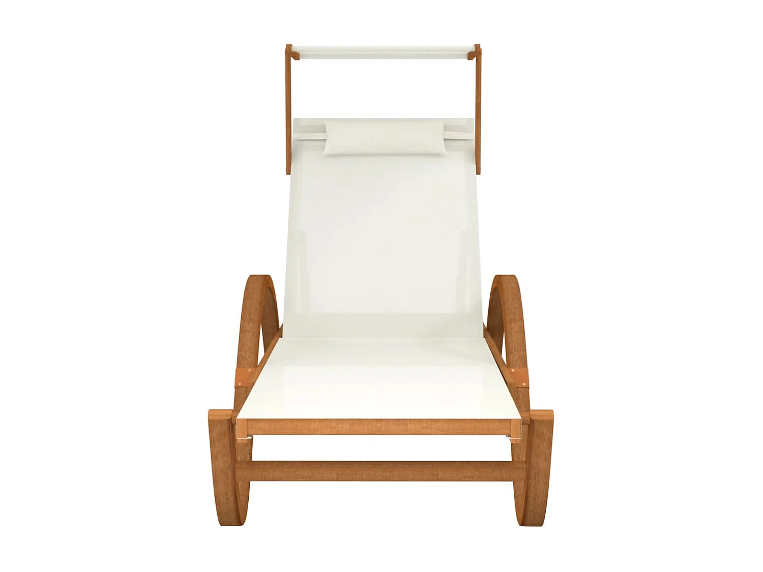 Chaise longue avec auvent blanc textilène/bois massif peuplier