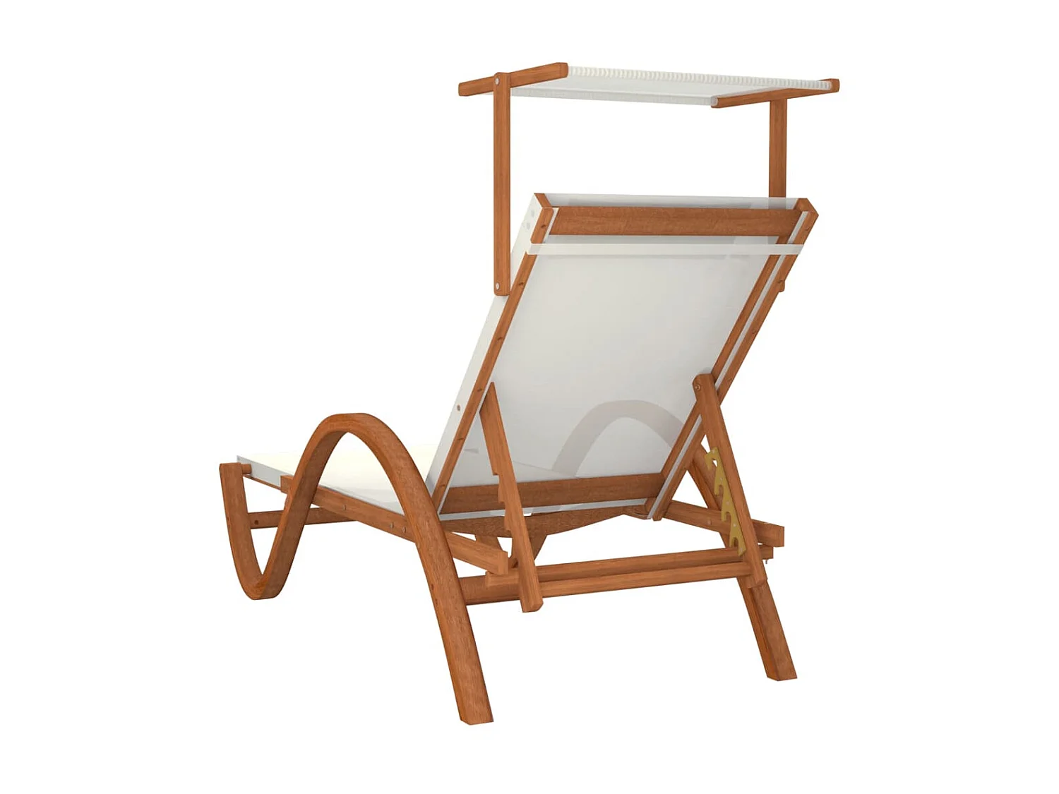 Chaise longue avec auvent blanc textilène/bois massif peuplier