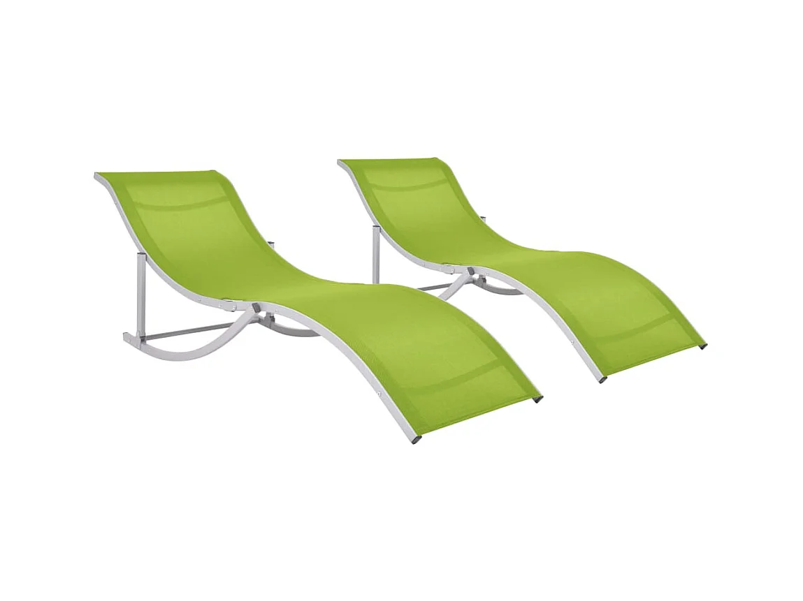 Chaises longues pliables 2 pcs Vert Textilène