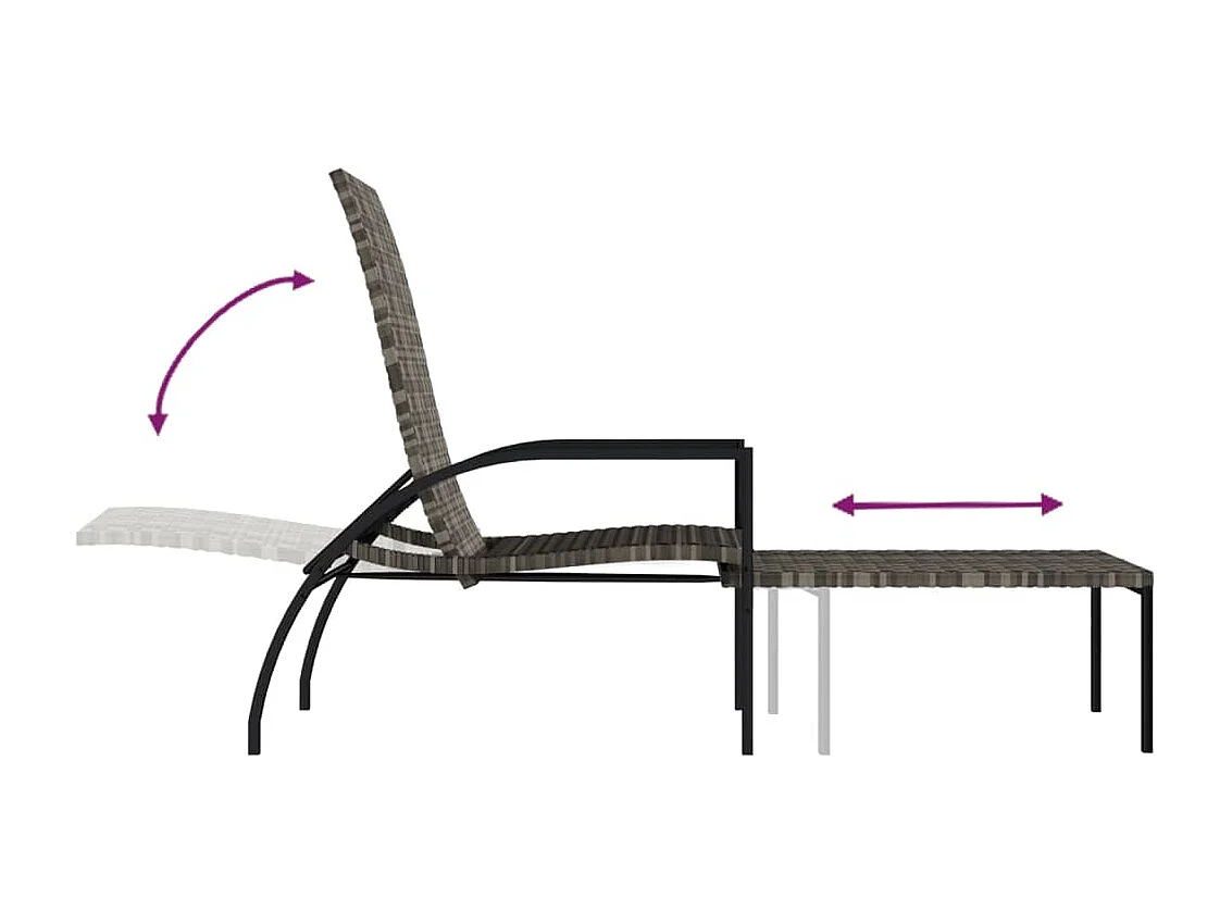 Loungestoelen met voetsteun 2 stuks Kunststof wicker Grijs