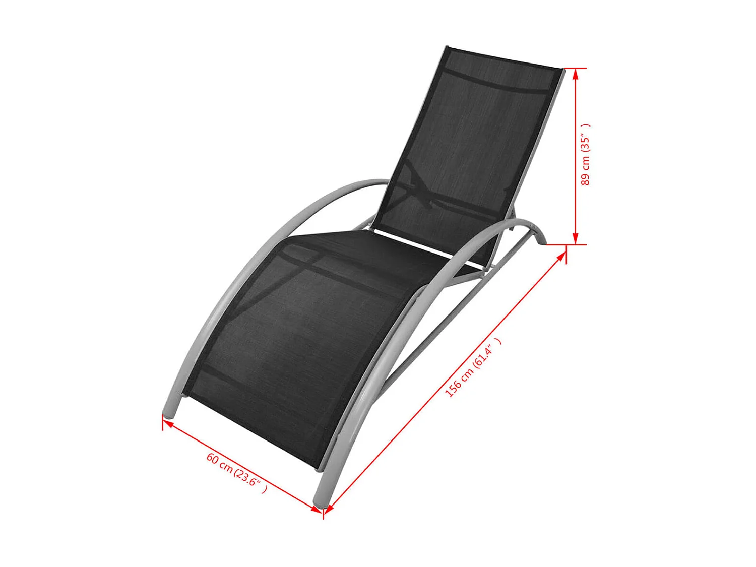 Chaises longues avec table Aluminium Noir