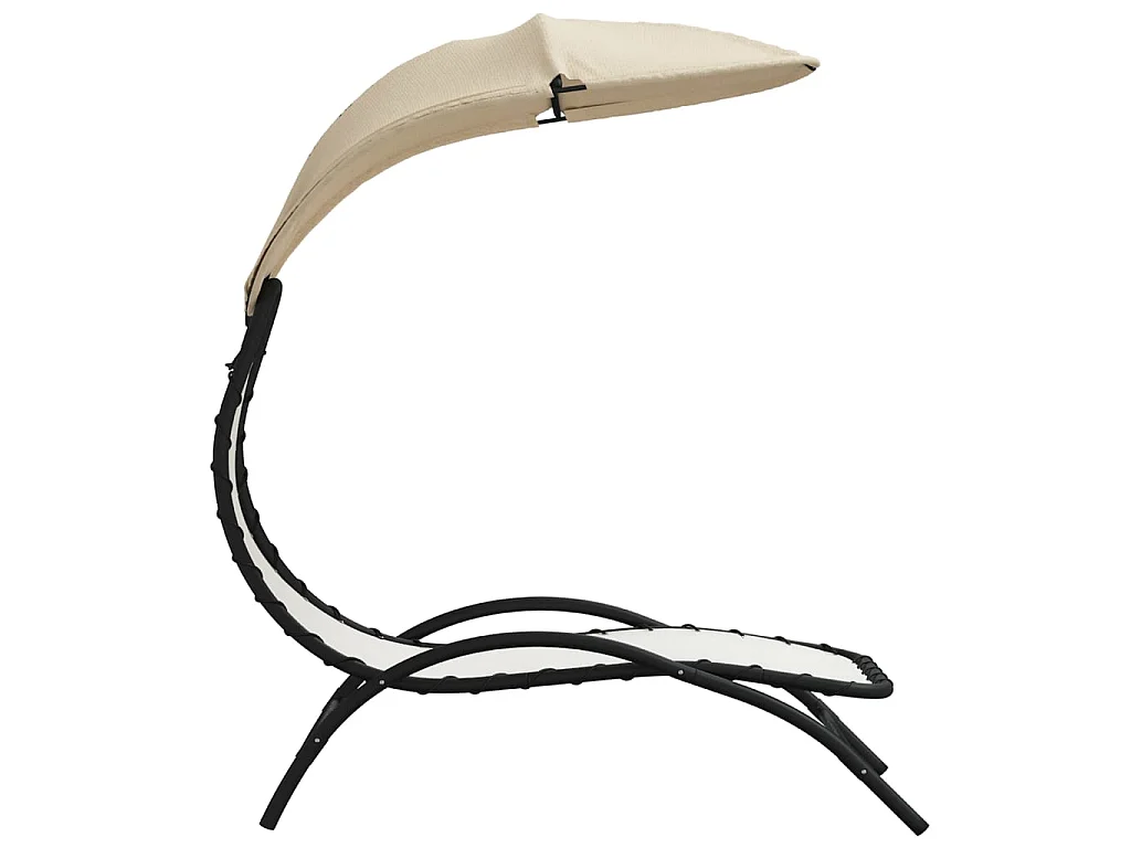 Chaise longue avec auvent crème 167x80x195 cm tissu et acier