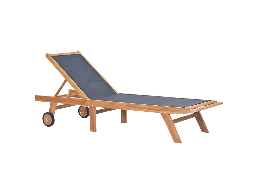 Sedie a sdraio pieghevoli con ruote 2 pz. Teak e Textilene