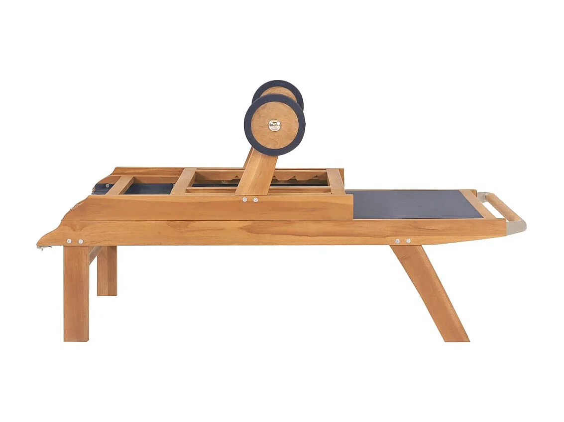 Sedie a sdraio pieghevoli con ruote 2 pz. Teak e Textilene