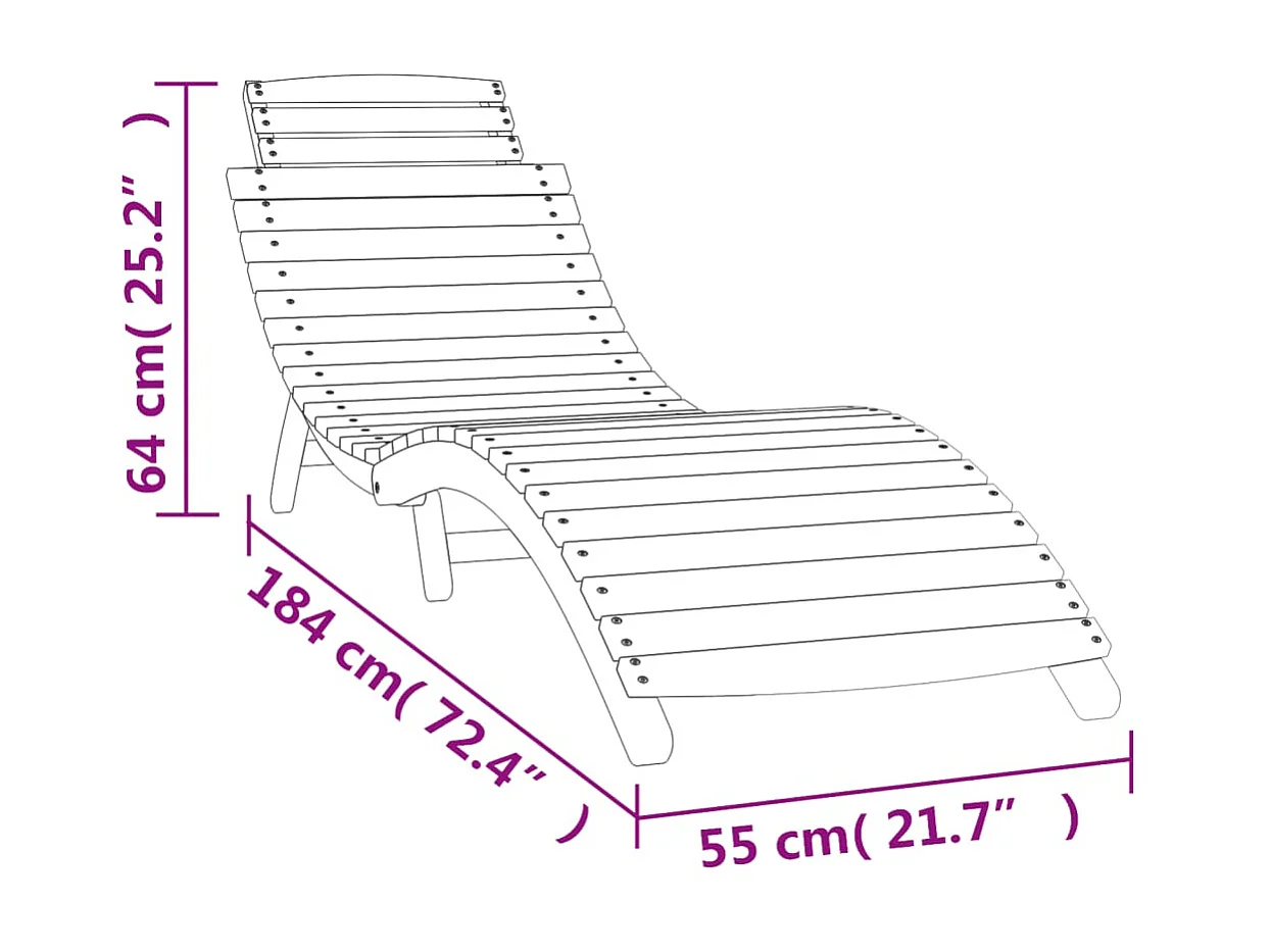 Chaise longue blanc 184x55x64 cm bois massif d'acacia