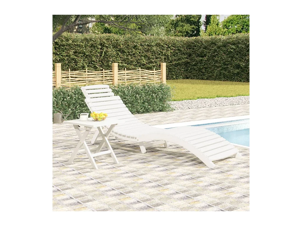 Chaise longue blanc 184x55x64 cm bois massif d'acacia